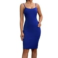 thumbnail image 1 of INSPIRE CHIC Women's Shapewear Dresses Buit in Bra Adjustable Spaghetti Straps Layered Full Slips Bodycon Dress S Blue, 1 of 5