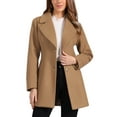 thumbnail image 1 of INSPIRE CHIC Women's Shawl Collar Single Breasted Mid-Thigh Overcoat L Mid Brown, 1 of 6