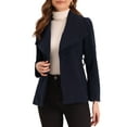 thumbnail image 1 of INSPIRE CHIC Women's Coats Shawl Lapel Collar Button Belted Winter Jackets with Pockets L Dark Blue, 1 of 5