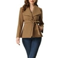 thumbnail image 1 of INSPIRE CHIC Women's Coats Shawl Lapel Collar Button Belted Winter Jackets with Pockets M Brown, 1 of 5