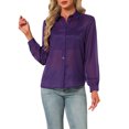 thumbnail image 1 of INSPIRE CHIC Women's Shirt Mesh Sheer Point Collar Long Sleeve Button Down Shirt S Dark Purple, 1 of 5