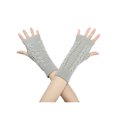 thumbnail image 1 of INSPIRE CHIC Women's Short Knitted Autumn Winter Fingerless Wrist Length Knit Gloves One Size Light Gray, 1 of 6