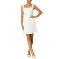 thumbnail image 1 of INSPIRE CHIC Women's Short Party Dresses Jacquard Embroidery Floral Sleeveless Square Neck Mini Prom Cocktail Dress L White, 1 of 5