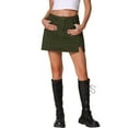 thumbnail image 1 of INSPIRE CHIC Women's Side Slit High Waisted A-Line Mini Denim Skirts L Army Green, 1 of 6