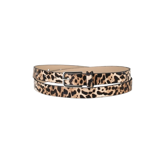 INSPIRE CHIC Women's Skinny Waist Belts Single Pin Buckle Cute Animal Printed Pants Dress Thin Faux Leather Belt Fit waist 77-94cm/30-37" Leopard Printed