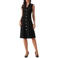 thumbnail image 1 of INSPIRE CHIC Women's Sleeveless Blazer Dress Collared Button Down Business Work A Line Dresses S Black, 1 of 5