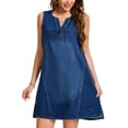 thumbnail image 1 of INSPIRE CHIC Women's Sleeveless Denim Dress Knee Length Casual Loose Tunic Jean Dress L Deep Blue, 1 of 1