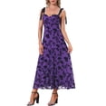 thumbnail image 1 of INSPIRE CHIC Women's Sleeveless Dress Floral Mesh Spaghetti Strap Gothic Vintage Cocktail A-Line Dress 2XL Dark Purple, 1 of 5