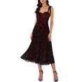 thumbnail image 1 of INSPIRE CHIC Women's Sleeveless Dress Floral Mesh Spaghetti Strap Gothic Vintage Cocktail A-Line Dress XL Black, 1 of 6