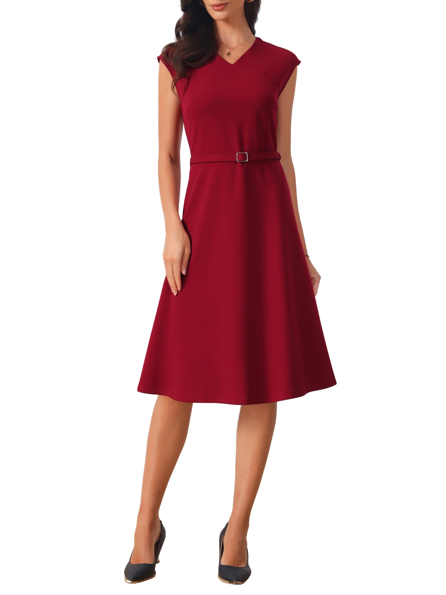 INSPIRE CHIC Women's Sleeveless Dress V Neck Elegant Cocktail Party A ...
