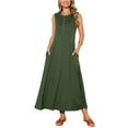 thumbnail image 1 of INSPIRE CHIC Women's Sleeveless Dresses Button Fit Flare A-Line Flowy Casual Long Dresses Summer Outfits M Army Green, 1 of 6