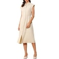 thumbnail image 1 of INSPIRE CHIC Women's Sleeveless Dresses Collared Button Down Belted Waist Midi Work Dresses S 1, 1 of 5