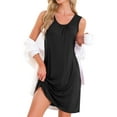 thumbnail image 1 of INSPIRE CHIC Women's Sleeveless Nightgown Sleep Shirts Sleepwear Pleated Front Nightshirt Round Neck Tank Nightdress M Black, 1 of 6