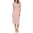 thumbnail image 1 of INSPIRE CHIC Women's Sleeveless Pencil Dress Choker V Neck 2026 Trendy Work Knee Length Dresses S Pink, 1 of 5