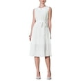 thumbnail image 1 of INSPIRE CHIC Women's Sleeveless Pleated Dress Tie Waist Casual Office A-Line Dresses S White, 1 of 5