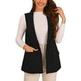 thumbnail image 1 of INSPIRE CHIC Women's Sleeveless Shawl Collar Open Front Work Office Suit Vest Jacket L Black, 1 of 5