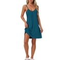 thumbnail image 1 of INSPIRE CHIC Women's Sleeveless Sleepwear Camisole Nightwear V Neck Nightshirt Pajama Dress Chemise Nightdress XS Peacock Blue, 1 of 5