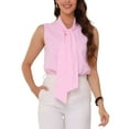 thumbnail image 1 of INSPIRE CHIC Women's Sleeveless Striped Tie Neck Casual Tank Tops Shirts S Pink, 1 of 6