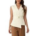 thumbnail image 1 of INSPIRE CHIC Women's Sleeveless V Neck Belted Lapel Collar Work Vest XS Beige, 1 of 6