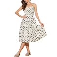 thumbnail image 1 of INSPIRE CHIC Women's Smocked Dress Spaghetti Strap Sleeveless Midi Tiered A-Line Dresses M Beige, 1 of 6