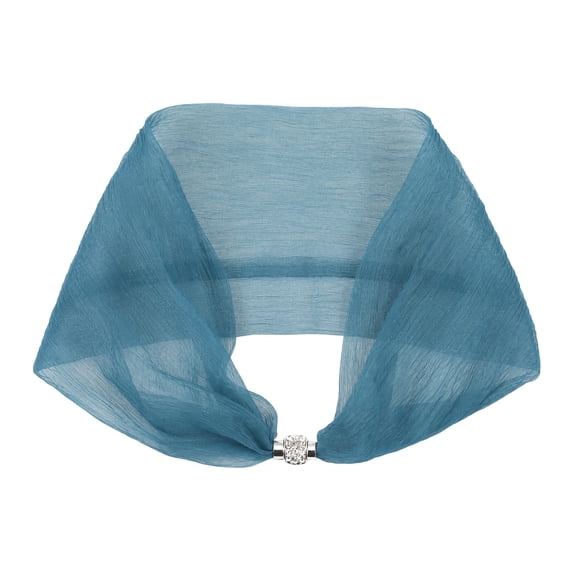 INSPIRE CHIC Women's Solid Magnetic Snap Scarf, Elegant 18.5"x3.9" Silky Satin Fashionable Neckerchief for Dinner Party Formal 18.5x3.9"(LxW) Blue-green