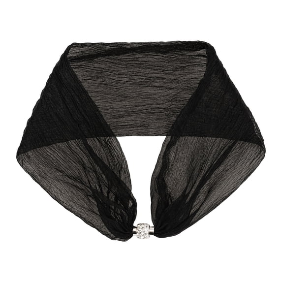 INSPIRE CHIC Women's Solid Magnetic Snap Scarf, Elegant 18.5"x3.9" Silky Satin Fashionable Neckerchief for Dinner Party Formal 18.5x3.9"(LxW) Black
