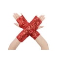 thumbnail image 1 of INSPIRE CHIC Women's Sparkle Sequin Arm Warmers Wrist Cover Fingerless Gloves Arm Sleeve for Disco Party Red, 1 of 6