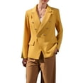 thumbnail image 1 of INSPIRE CHIC Women's Spring Office Double Breasted Long Sleeve Notch Lapel Blazer XL Yellow, 1 of 5