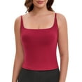 thumbnail image 1 of INSPIRE CHIC Women's Square Neck Cami Vest Shelf Bra Adjustable Spaghetti Strap Tank Camisole S Wine Red, 1 of 5