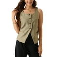 thumbnail image 1 of Allegra K Women's Square Neck Dressy Suit Waistcoat Sleeveless Vest XS Khaki, 1 of 6