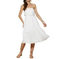 thumbnail image 1 of INSPIRE CHIC Women's Strapless Lace Tie Waist Summer Midi Dress XS White, 1 of 6