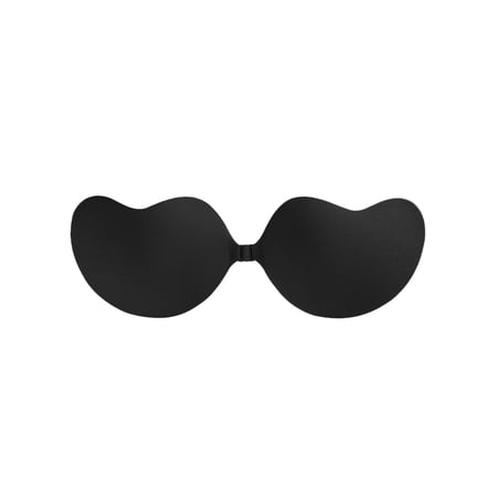 INSPIRE CHIC Women's Nipple Covers Back to School Strapless Push Up Invisible Backless Silicone Reusable Adhesive Clasp Bras Small Black
