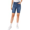 thumbnail image 1 of INSPIRE CHIC Women's Stretchy Mid Rise Bermuda Denim Shorts Blue XL, 1 of 6