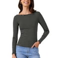 thumbnail image 1 of INSPIRE CHIC Women's Striped Long Sleeve Shirt Boat Neck Tops Stertchy 2025 Casual Basic Tee Shirt M Black, 1 of 6