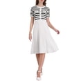 thumbnail image 1 of INSPIRE CHIC Women's Striped Sweater Dress 2025 Summer Short Sleeve Knit Flare Dresses S Black, 1 of 5