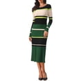 thumbnail image 1 of INSPIRE CHIC Women's Striped Sweater Dress Long Sleeve Casual Work Ribbed Knit Bodycon Dresses M Green, 1 of 5