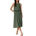 thumbnail image 1 of INSPIRE CHIC Women's Summer 2 Piece Skirt Set Casual Cotton Sleeveless Tank Top Midi Skirt S Army Green, 1 of 6
