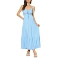 thumbnail image 1 of INSPIRE CHIC Women's Summer Boho Maxi Dress Spaghetti Strap Flowy Tiered Beach Dresses XS Light Blue, 1 of 6