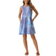 thumbnail image 1 of Women's Summer Dresses Tie Dye Tank Dress Beach Casual Sleeveless Loose Tshirt Sundress with Pockets S Tie Dye Blue Purple, 1 of 6