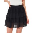thumbnail image 1 of INSPIRE CHIC Women's Summer Cute Ruffled A-Line Lace Mini 2026 Tiered Skirt L Black, 1 of 4