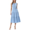 thumbnail image 1 of INSPIRE CHIC Women's Summer Dresses Sleeveless Crewneck Sundress Tiered Casual Flowy Midi Dress with Pockets L Sky Blue, 1 of 6