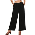 thumbnail image 1 of INSPIRE CHIC Women's Summer Pants High Waist Drawstring Loose Fit Lightweight Long Palazzo Gauze Pants L Black, 1 of 6