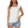 thumbnail image 1 of INSPIRE CHIC Women's Summer Short Cap Sleeve Square Neck Casual Babydoll Blouse Shirts XS White, 1 of 6