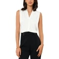 thumbnail image 1 of INSPIRE CHIC Women's Summer Silk Satin V Neck Sleeveless Ruched Tank Top L White, 1 of 6