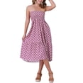 thumbnail image 1 of INSPIRE CHIC Women's Summer Skirt Casual Smocked Waist Flowy Floral Maxi Skirts M Purple Floral, 1 of 6