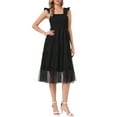 thumbnail image 1 of INSPIRE CHIC Women's Summer Smocked Midi Dress Sleeveless Tiered Ruffled Tulle Party Sundress XS Black, 1 of 5