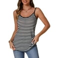 thumbnail image 1 of INSPIRE CHIC Women's Summer Striped Tank Top Casual V Neck Spaghetti Strap Cami Blouse XS Black White, 1 of 6