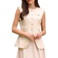 thumbnail image 1 of INSPIRE CHIC Women's Summer Suit Vest Top Sleeveless Crew Neck Button Down Business Casual Waistcoat M Beige, 1 of 5