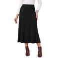 thumbnail image 1 of INSPIRE CHIC Women's Sweater A-Line Skirts Fall Winter Elastic High Waist Stretchy Ribbed Knit Midi Skirt M Black, 1 of 6