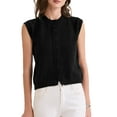 thumbnail image 1 of INSPIRE CHIC Women's Sweater Vest Sleeveless  Button Down Crochet Chunky Knit Tops XS Black, 1 of 6
